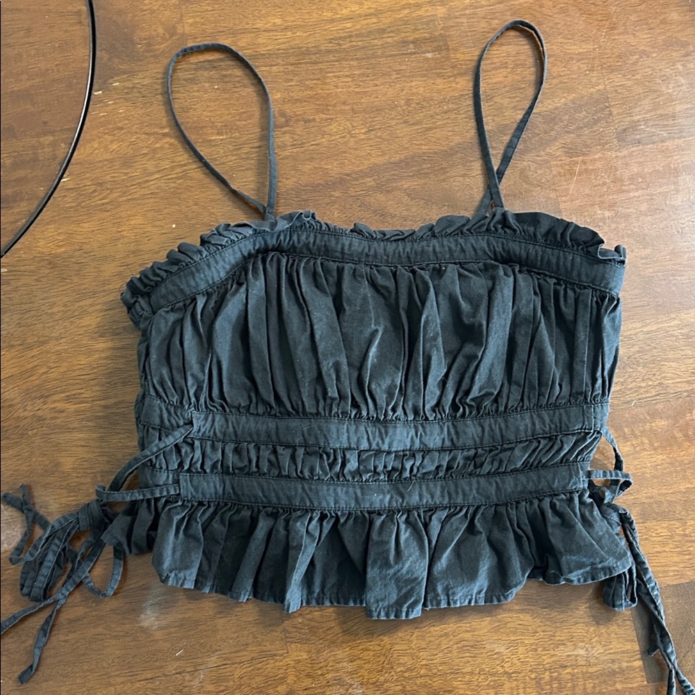 Free People Women’s Small Black Ruffled Top